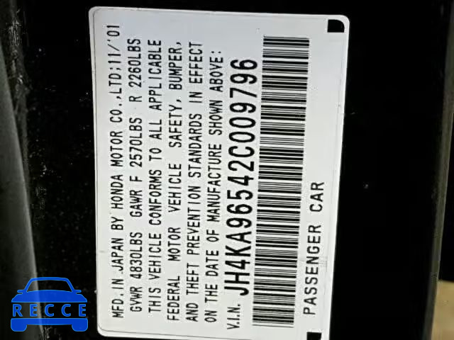 2002 ACURA 3.5 RL JH4KA96542C009796 image 9