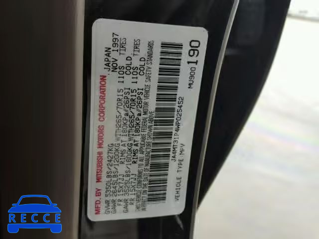 1998 MITSUBISHI MONTERO SP JA4MT31P4WP025452 зображення 9