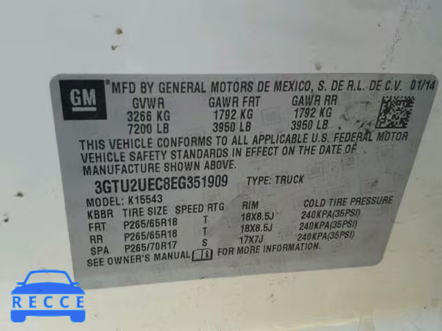 2014 GMC SIERRA K15 3GTU2UEC8EG351909 image 9