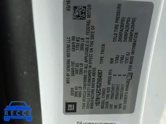 2016 GMC SIERRA C15 1GTN1LEC7GZ904067 image 9