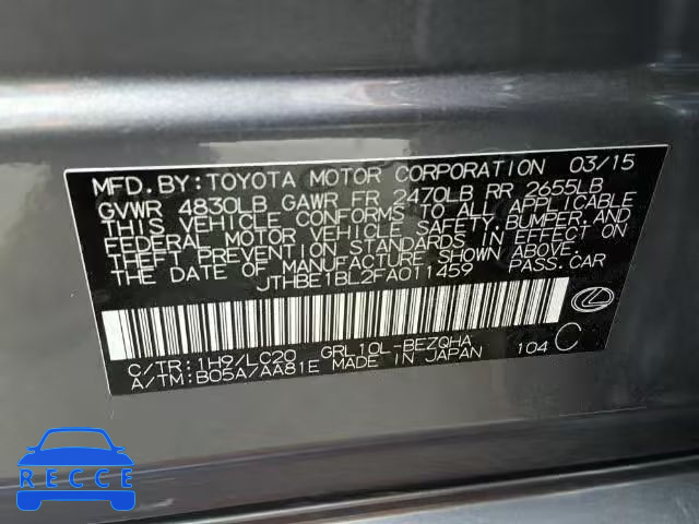 2015 LEXUS GS 350 JTHBE1BL2FA011459 image 9