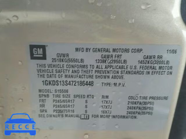 2007 GMC ENVOY 1GKDS13S472186448 image 9