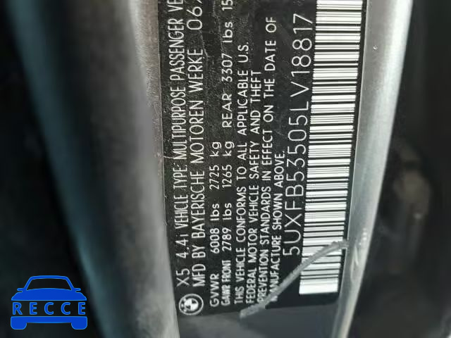 2005 BMW X5 4.4I 5UXFB53505LV18817 зображення 9