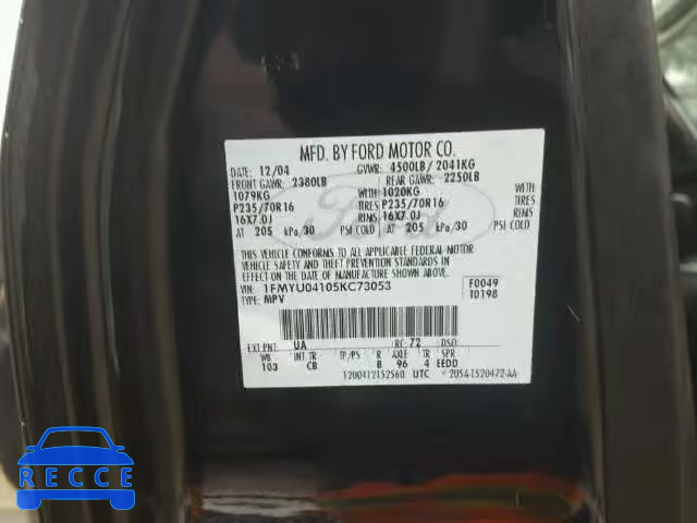 2005 FORD ESCAPE LIM 1FMYU04105KC73053 image 9