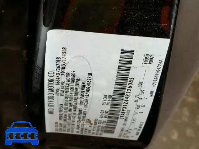 2004 FORD FOCUS ZX3 3FAFP31Z44R126085 image 9