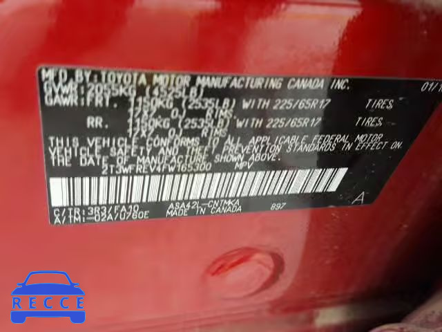 2015 TOYOTA RAV4 XLE 2T3WFREV4FW165300 image 9