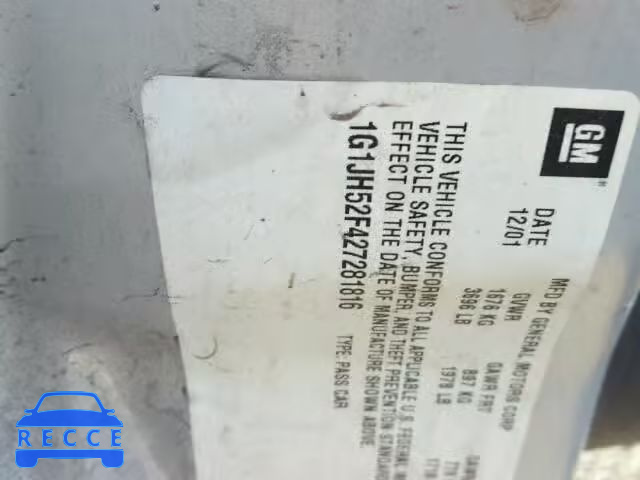 2002 CHEVROLET CAVALIER L 1G1JH52F427281816 image 9