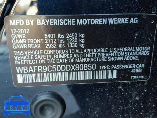 2013 BMW 550I WBAFR9C50DDX80850 Bild 9