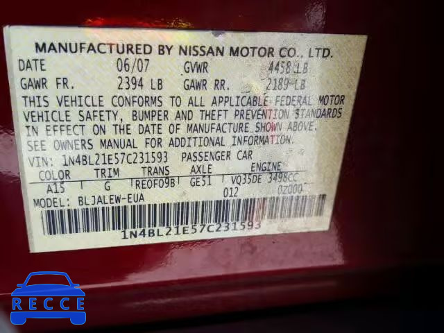 2007 NISSAN ALTIMA 3.5 1N4BL21E57C231593 Bild 9