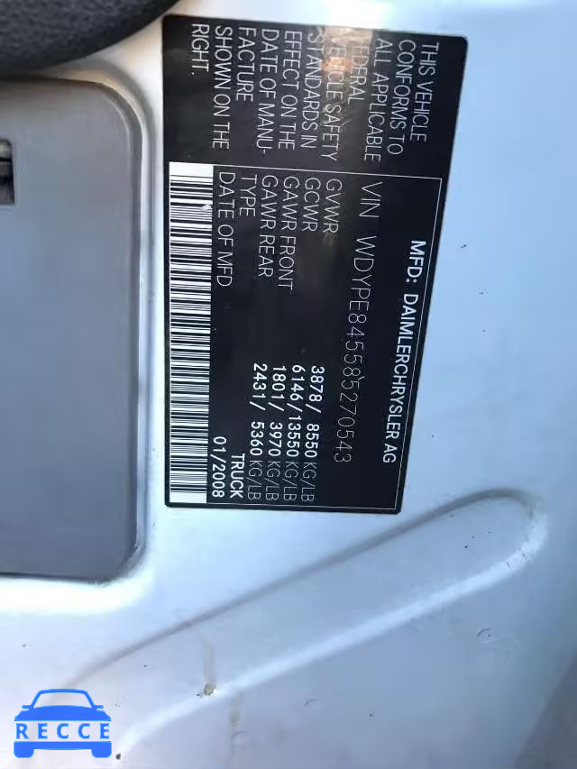 2008 FREIGHTLINER SPRINTER WDYPE845585270543 image 6