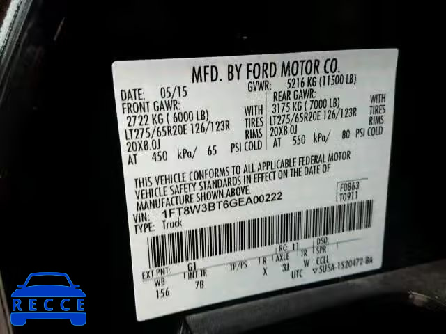 2016 FORD F350 SUPER 1FT8W3BT6GEA00222 image 9
