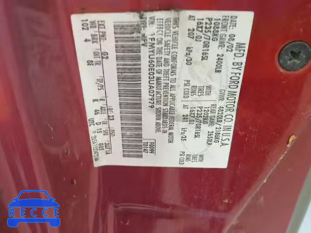 2003 FORD EXPLORER S 1FMYU60E03UA07979 image 9