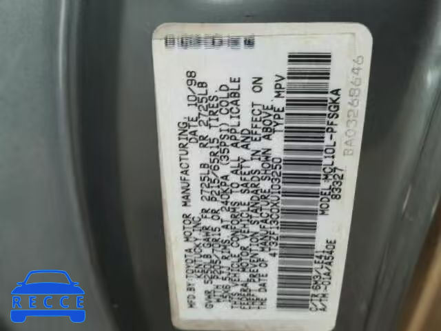 1999 TOYOTA SIENNA LE/ 4T3ZF13C0XU103250 image 9