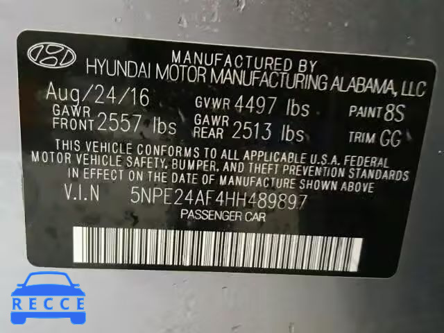 2017 HYUNDAI SONATA SE 5NPE24AF4HH489897 зображення 9