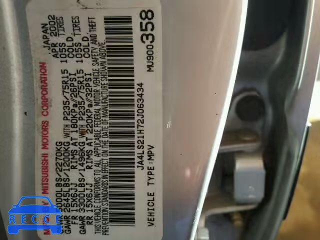 2002 MITSUBISHI MONTERO SP JA4LS21H72J063434 image 9