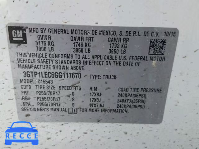 2016 GMC SIERRA C15 3GTP1LEC6GG117670 image 9