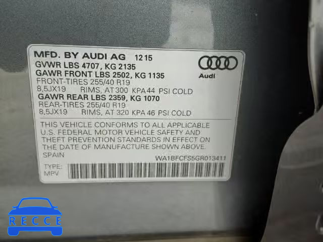 2016 AUDI Q3 2.0T PR WA1BFCFS5GR013411 image 9