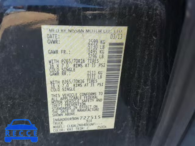 2013 NISSAN FRONTIER S 1N6AD0ER9DN727515 image 9