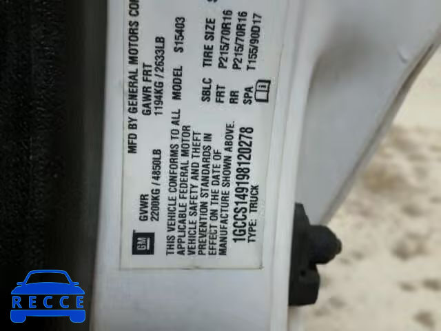 2009 CHEVROLET COLORADO 1GCCS149198120278 image 9