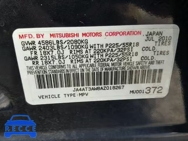 2010 MITSUBISHI OUTLANDER JA4AT3AW8AZ018267 image 9