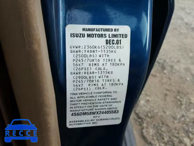 2002 HONDA PASSPORT E 4S6DM58WX24405583 image 9
