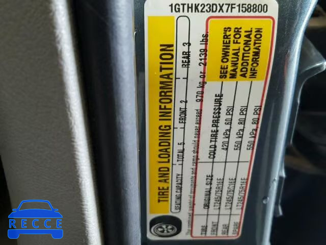 2007 GMC SIERRA K25 1GTHK23DX7F158800 image 9
