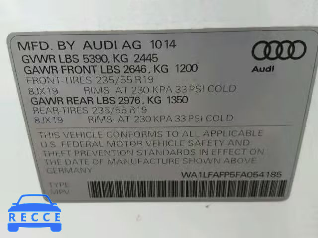 2015 AUDI Q5 PREMIUM WA1LFAFP5FA054185 Bild 9