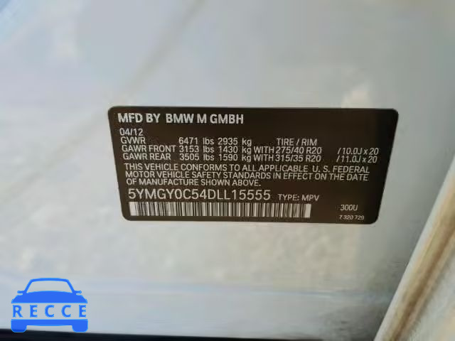 2013 BMW X5 M 5YMGY0C54DLL15555 зображення 9