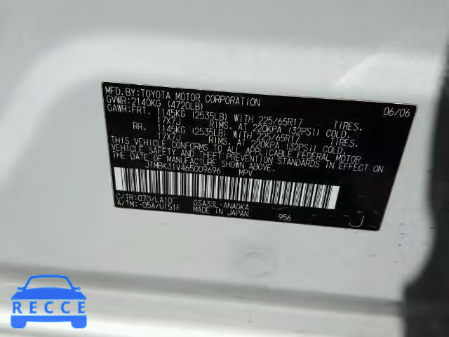 2006 TOYOTA RAV4 LTD JTMBK31V465009696 image 9