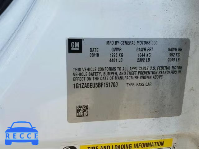 2011 CHEVROLET MALIBU LS 1G1ZA5EU5BF151700 Bild 9