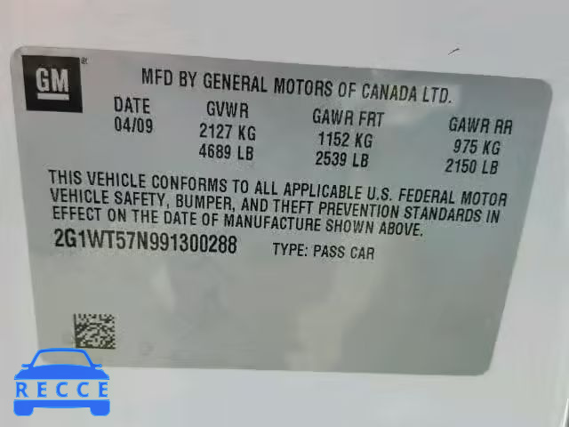 2009 CHEVROLET IMPALA 1LT 2G1WT57N991300288 image 9