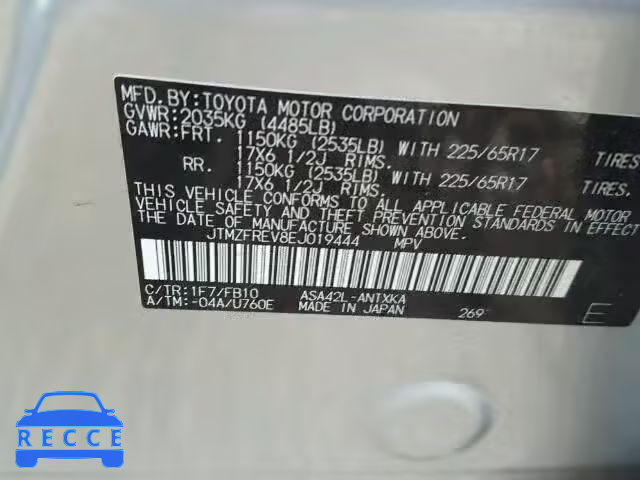 2014 TOYOTA RAV4 LE JTMZFREV8EJ019444 image 9