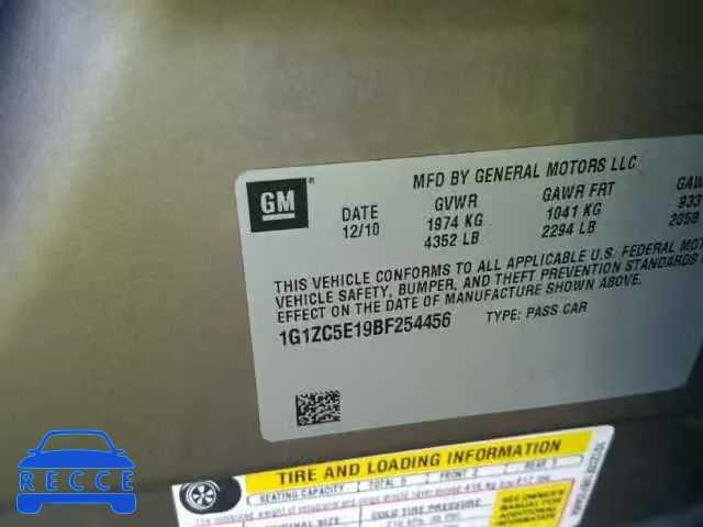2011 CHEVROLET MALIBU 1LT 1G1ZC5E19BF254456 image 9