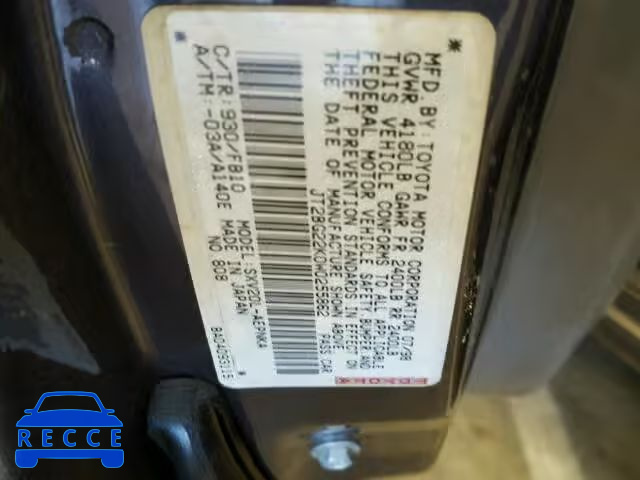 1998 TOYOTA CAMRY CE/L JT2BG22K0W0255862 зображення 9