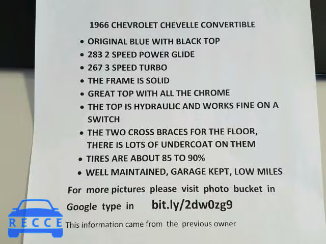 1966 CHEVROLET CHEVELLE 136676B165779 зображення 9