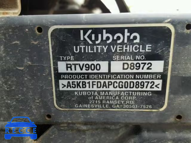 2012 KUBO RTV900 A5KB1FDAPCG0D8972 зображення 9