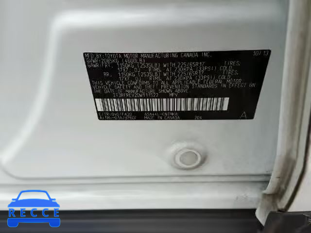 2013 TOYOTA RAV4 XLE 2T3RFREV2DW111522 image 9