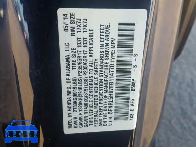 2014 HONDA ODYSSEY EX 5FNRL5H67EB114770 image 9