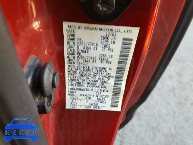 2006 NISSAN FRONTIER S 1N6AD06W76C417964 image 9