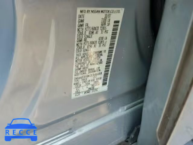 2008 NISSAN TITAN XE/S 1N6AA07D58N334689 image 8