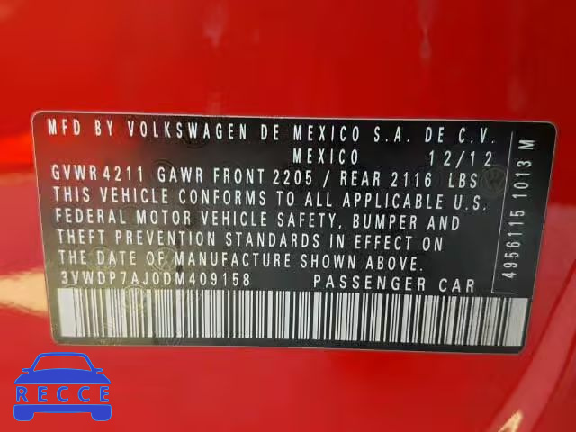 2013 VOLKSWAGEN JETTA SE 3VWDP7AJ0DM409158 image 9