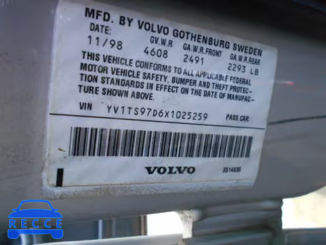 1999 VOLVO S80 YV1TS97D6X1025259 image 8