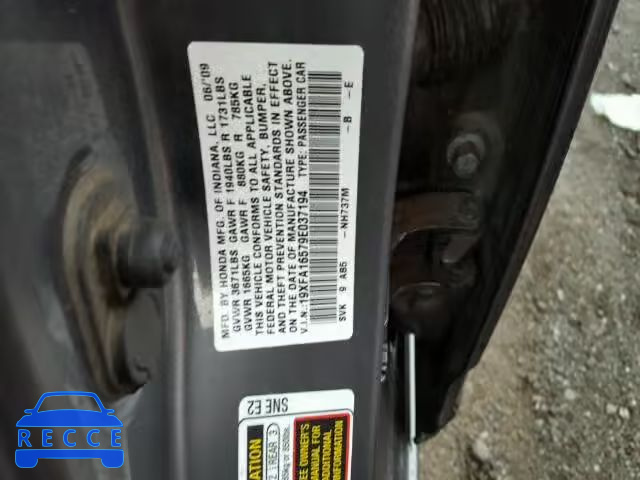 2009 HONDA CIVIC LX 19XFA16579E037194 image 8