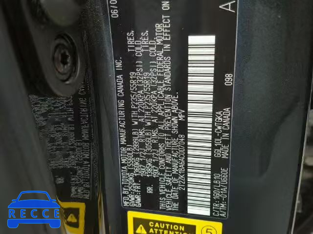 2010 LEXUS RX 350 2T2ZK1BA6AC007048 image 9