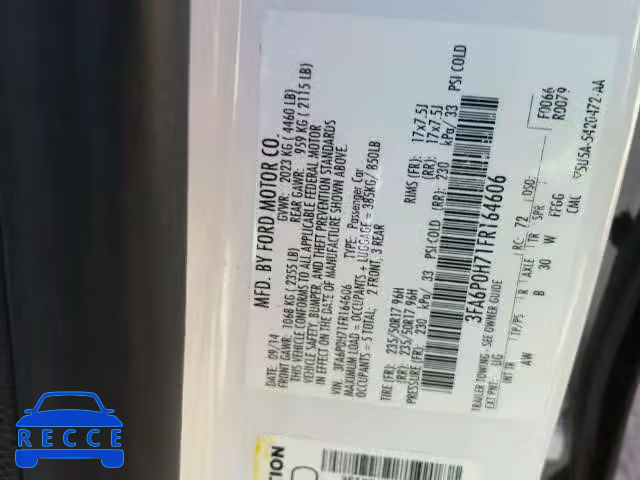 2015 FORD FUSION SE 3FA6P0H71FR164606 image 8