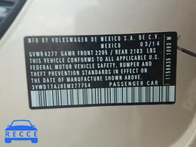 2014 VOLKSWAGEN JETTA SE 3VWD17AJ8EM277754 image 9