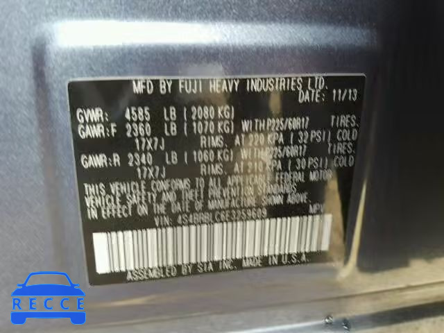 2014 SUBARU OUTBACK 2. 4S4BRBLC6E3259609 image 8