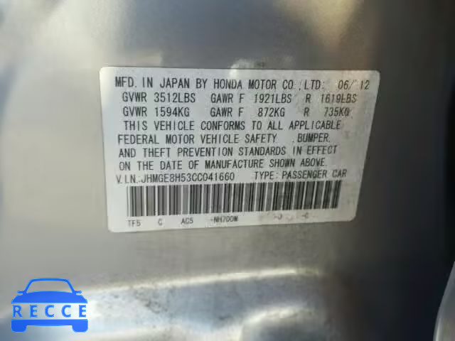 2012 HONDA FIT SPORT JHMGE8H53CC041660 image 8