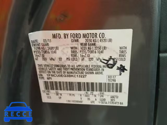 2011 FORD ESCAPE LIM 1FMCU0EG3BKC13227 image 8