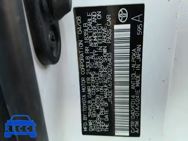 2009 TOYOTA SCION TC JTKDE167390276403 image 9